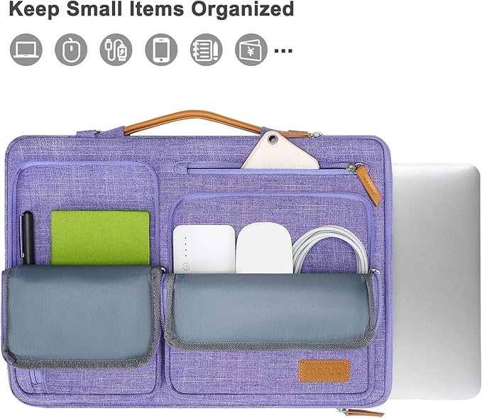 MOSISO 360 Protective Laptop Shoulder Bag,13 inch Computer Bags Compatible with MacBook Air M4 M3 M2 M1 2025-2018/Pro 13 2025-2016,Side Open Messenger Bag with 4 Zipper Pockets, Purple