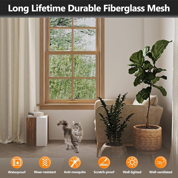 Window Screens Replacement Repair Kit, Grey Screen Door Mesh Replacement Kit, Durable Fiberglass Mesh Roll with Tools for Windows Doors Patio and Porch, 48in x 118in