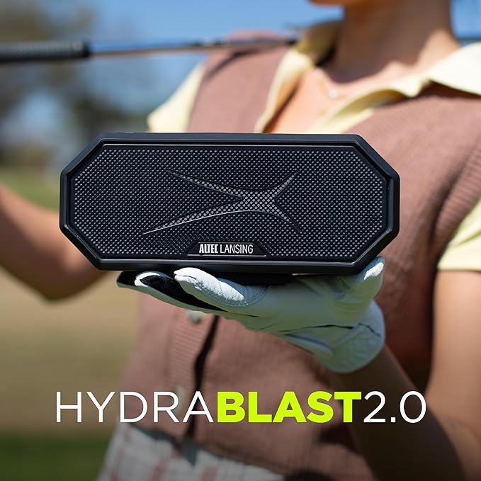 Altec Lansing Loud Portable Speakers Bluetooth Wireless Waterproof - MultiColor LED, 20 Hour Playtime, Mount Included | HydraBLAST 2.0 Magnetic Bluetooth Speaker for Travel, Home and Outdoor Adventure
