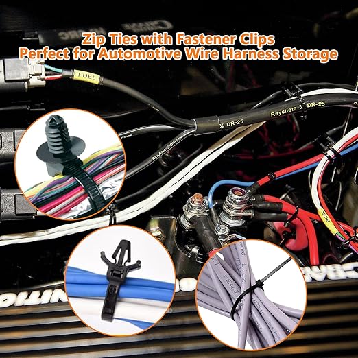 180Pcs Wire Loom Clips for Car Push Mount Zip Ties Assorted Sizes Automotive Fuel Line Cable Ties 6 Inch Wire Holder for Car Zip Ties Anchors Screw Mount Zip Tie Automotive Wiring Clip