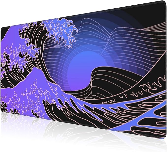 Mouse Pad, Large Ocean's Crest Leap Desk Mat, Extended Non-Slip Gaming Keyboard Mousepad Desk Pad, Thick Stitched Edges Waterproof Mouse Mat 31.5"x15.7" (Vaporwave Pop Art)