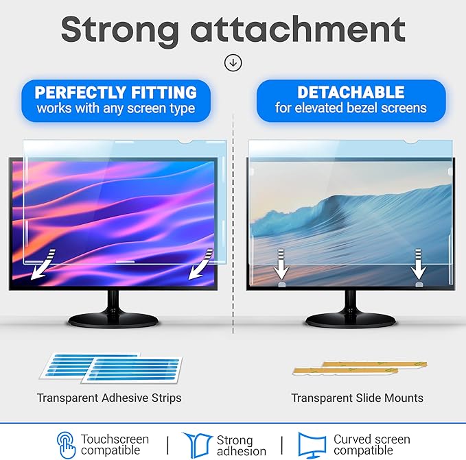 23.8 inch Blue Light Blocking Screen Protector Panel for 16:9 Widescreen Computer Monitor and Laptop - PC Anti-UV Eye Protection Filter Film - Anti-Scratch Diagonal Frame Shield [1 Pack]