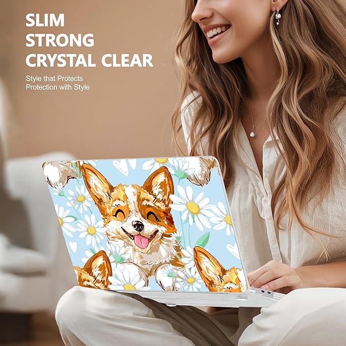 for MacBook Pro 16 inch Case 2019 2020 Release Model A2141, Plastic Hard Shell Cover with Keyboard Cover & Screen Protector for MacBook Pro 16 inch with Touch Bar & Touch ID, Cute Corgi Dog