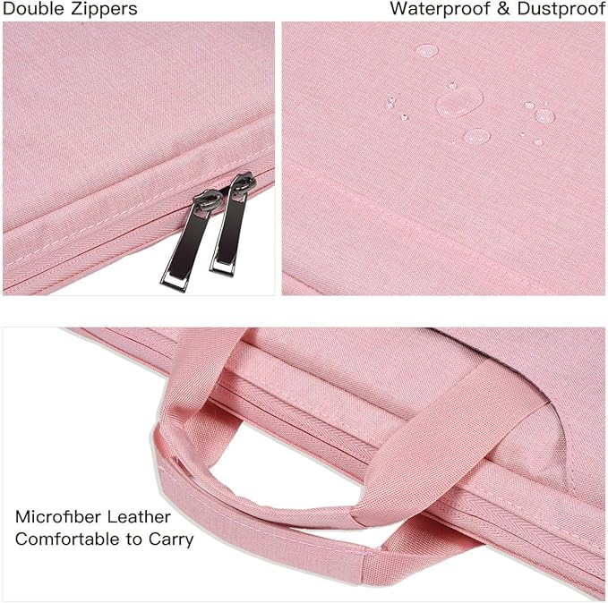 14 15 Inch Laptop Case Women Ladies Bag TSA Laptop Sleeve for MacBook Pro 14" M4/M3/M2/M1, Macbook Air 15 M4/M3, Dell XPS 15/Inspiron 14, Acer HP Lenovo ASUS Chromebook 14" Notebook Case Bag, Pink