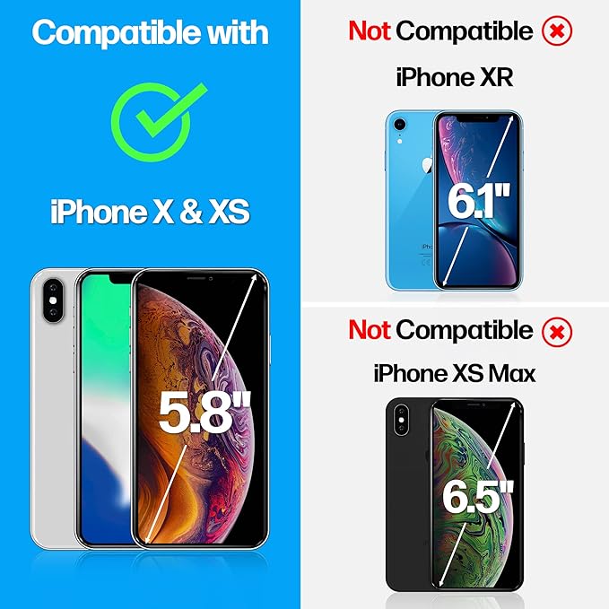 Power Theory Designed for iPhone X, iPhone Xs Screen Protector Tempered Glass [9H Hardness], Easy Install Kit, 99% HD Bubble Free Clear, Case Friendly, Anti-Scratch, 2 Pack