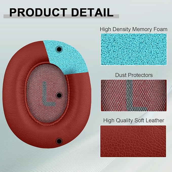 Replacement Ear Pads for JBL Tune 700(700BT)/710(710BT)/720(720BT)/750(750BT,750BTNC)/760(760NC)/770(770NC) Headphones, Headset Ear Cushions, Headset Earpads, Ear Cups Cover-Red
