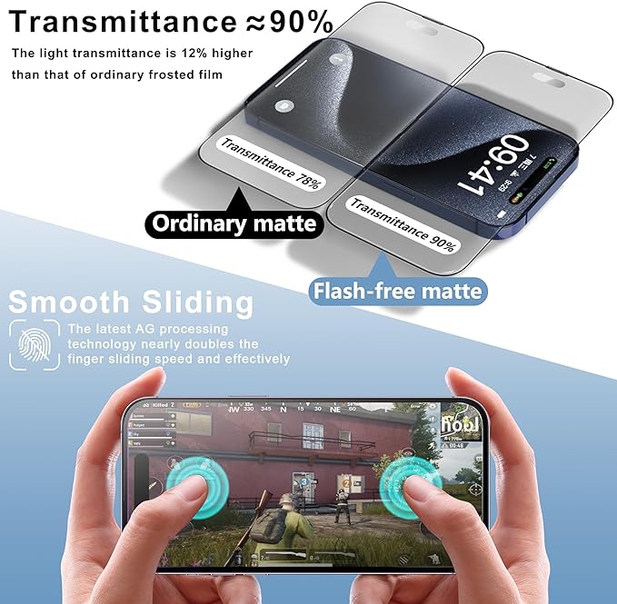 2 Pack Matte Screen Protector for iPhone 11 Pro and iPhone xs and iPhone x 5.8-Inch Auto Dust Removal, No Bubbles, Tempered Glass Film, Easy Installation
