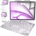 Intermerge Clear Keyboard Case for iPad Air 11" (M3/M2, 2025/2024), Air 5th/4th, Pro 11" 2022-2018, 360° Swivel Multi-Touch Trackpad, 7-Color Backlit, Pencil Holder, Type-C, Frost Pulse