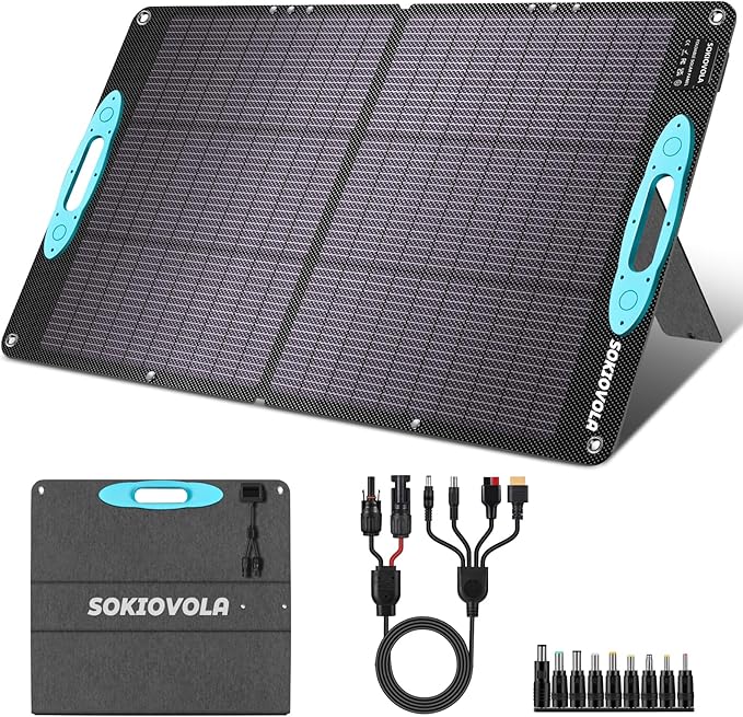 N-Type 16BB 100W Portable Solar Panel for Power Station,ETFE Portable Foldable Solar Charger NextGen 25% High Conversion IP68 Waterproof Solar Panel for Camping Outdoor RV Blackout