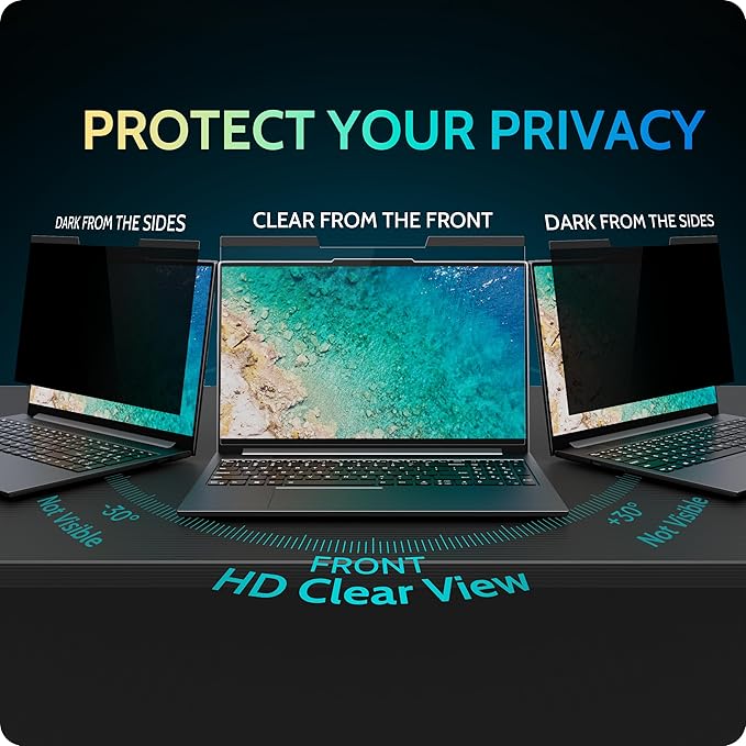 Magnetic Laptop Privacy Screen 16"&16.1" for 16:9 Computer Monitor, Removable Anti Glare Protector Blue Light Filter Shield Compatible with Lenovo Hp Dell Acer Asus Thinkpad Envy Xps