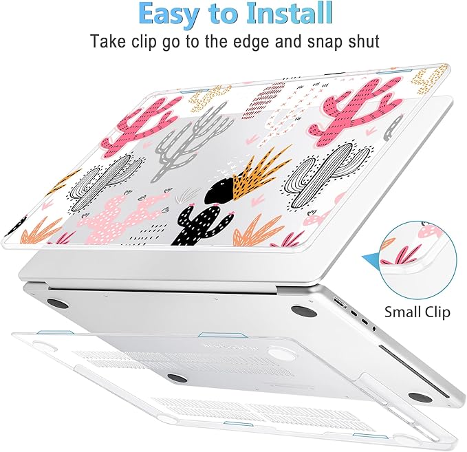 Mektron Case for MacBook Pro 16" M4 A3403 A3186 M3 A2991 M2 A2780 M1 A2485 (2021/2023/2024) Pro/Max with Touch ID, Hard Shell Plastic Laptop Cover Keyboard Cover Screen Protector, Colorful Cacti