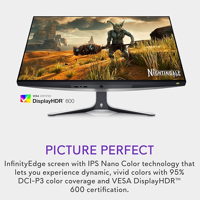 Alienware AW2723DF Gaming Monitor - 27-inch (2560 x 1440) 240Hz Display (DP 1.4), 1ms Response Time, NVIDIA G-Sync, Preset OSD Modes, Height/Tilt/Swivel/Pivot Adjustability - Lunar Light