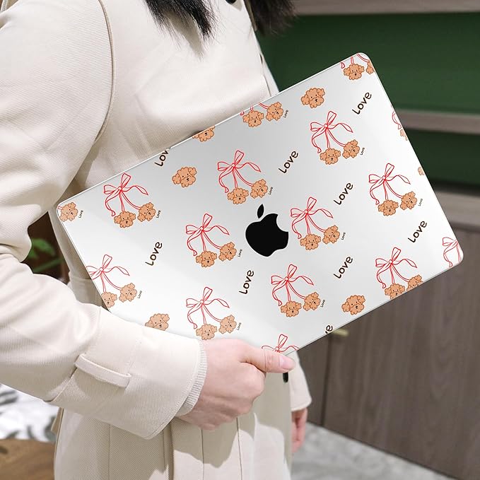 MEEgoodo Case for MacBook Pro 13 inch Case 2022 2021 2020 New A2338 M2/M1 A2251 A2289, Laptop Hard Shell with Keyboard & Camera Cover Compatible with 13 inch MacBook Pro, Cute Dog & Bows
