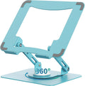 SOUNDANCE Laptop Stand with 360° Rotating Base, Ergonomic Computer Riser for Desk, Adjutable Height Muti-Angle, Foldable Laptop Mount, Stable Metal Holder Support 10-15.6" Notebook PC, Blue