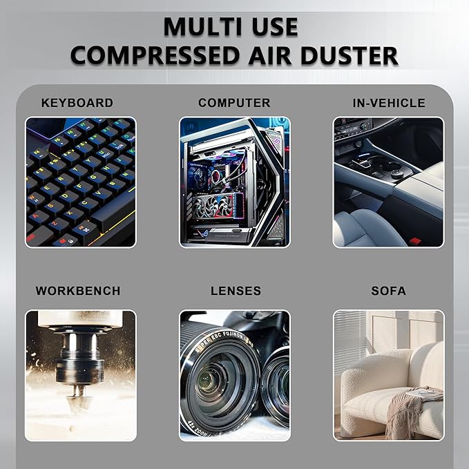 SDFM Electric Air Duster - 130000RPM Compressed Air Duster，3 Gear Adjustable Jet Dry Blower can Reusable Can for Computer Keyboard,Outdoors,Car,Home.… (Black)
