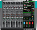 Depusheng PA8 Professional Audio Mixer Sound Board Console Desk System Interface 8 Channel Digital USB Bluetooth MP3 Computer Input 48V Phantom Power Built-in 256 Reverb Effect, Black