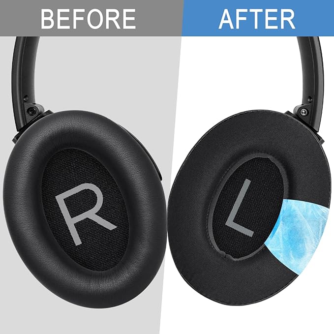 GEVO Cooling Gel Earpads Replacement for Bose QC45,Ear Pads Cushions for Bose QuietComfort 45 Headphones with Protein Leather Noise Isolation Memory Foam,Black