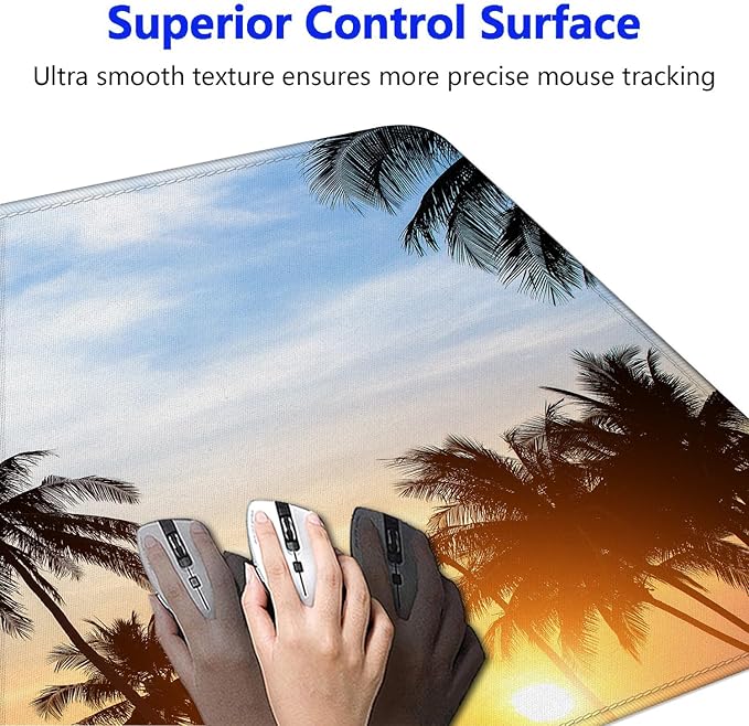 Large Gaming Mouse Pad with Stitched Edges, Extended Desk Mousepad with Superior Micro-Weave Cloth, Non-Slip Base, Water Resist Keyboard Pad for Gamer, Office & Home, 31.5 x 11.8 in,Tropics