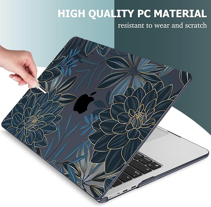 Mektron for 2025 M4 MacBook Air 13.6 Inch A3240 Case Fits 2023 A2681 M2 2024 A3113 M3 Chip with Liquid Retina Display, Printed Plastic Hard Shell Cover for MacBook Air 13.6", Dahlia Flower C035