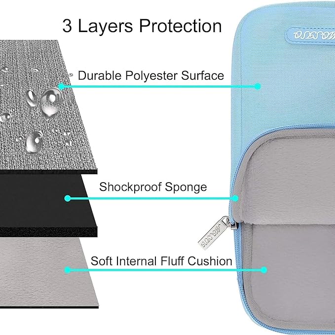 MOSISO Laptop Case 14 inch, 14 inch Laptop Sleeve Compatible with HP Lenovo Dell ASUS Acer, HP Stream, Dell Latitude, Lenovo IdeaPad, Polyester Vertical Computer Sleeve Bag with Pocket, Air Blue