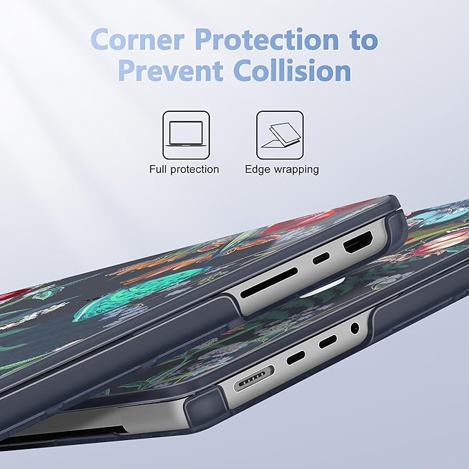 for MacBook Pro 16 inch Case 2021 2022 2023 2024 Release A3186 A3403 M4 A2991 M3 A2780 M2 A2485 M1 Pro/Max, Hard Shell Case with Screen Protector & Keyboard Cover, Flowers & Herbs