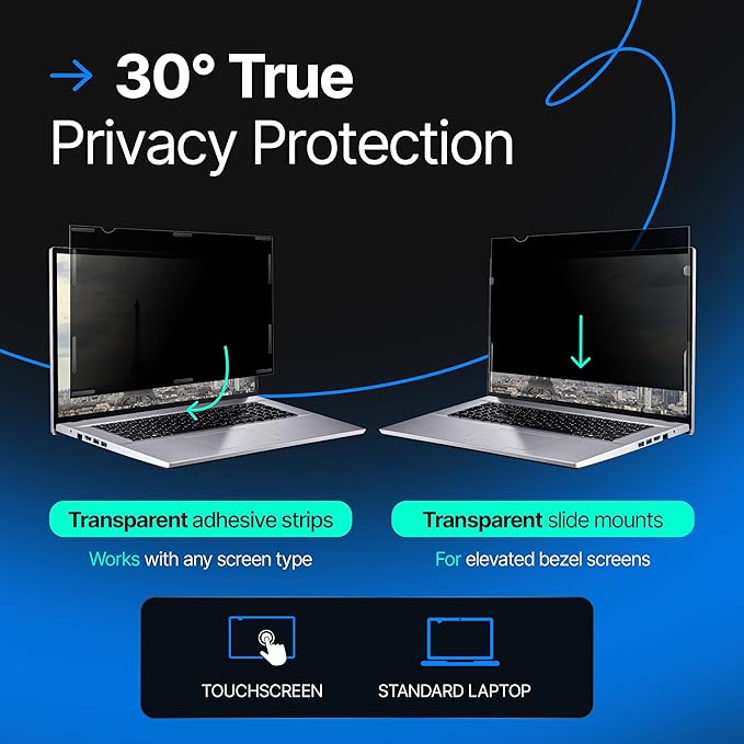 VINTEZ [2 Pack] 15.6 Inch 16:9 Privacy Screen for Computer Monitor and Laptop - Anti Glare Protector Film Blue Light Filter Eye Protection - Computer Screen Privacy Shield