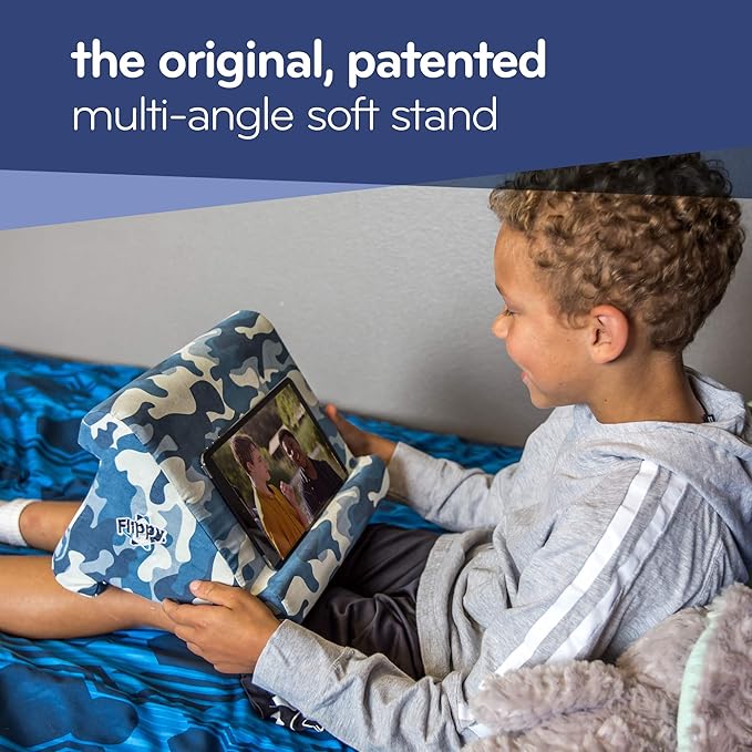 Flippy Tablet Pillow Stand and Holder for Lap, Desk and Bed, Multi-Angle with Storage, Compatible with Kindle, Fire, Samsung Galaxy, iPhone 13 pro, 12