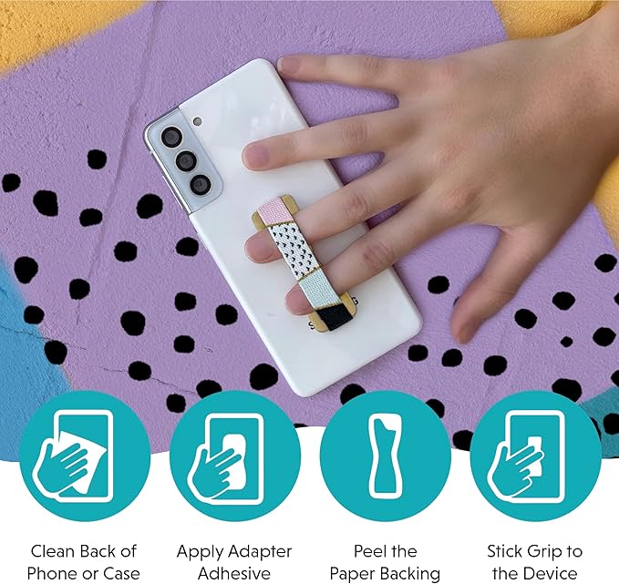 LOVEHANDLE Universal Phone Grip for Smartphones & Mini Tablets - Phone Holder for Hand - Wireless Charging Compatible - Made in The USA - Pink Aloha