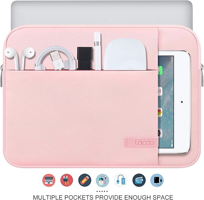 Lacdo Chromebook Case 11 Inch Laptop Sleeve for 11 Inch Acer HP Lenovo Dell Samsung ASUS Chromebook Spin 3 11, 13 inch New Surface Pro 11 Copilot+PC / 10 9 8 X, 11.6" MacBook Air Computer Bag, Pink
