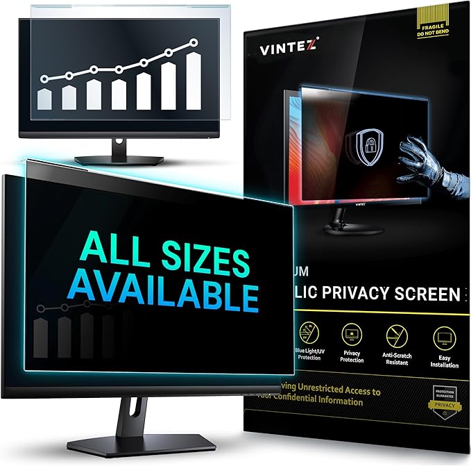 Acrylic 23 Inch Computer Privacy Screen Filter for Widescreen Computer Monitors - 20.6" x 12" (524 x 306mm) - Monitor Frame Hanging Type