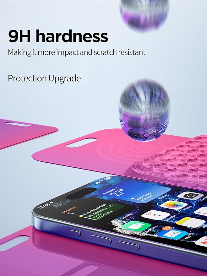Compatible for iPhone 15 Pro Max Privacy Screen Protector Tempered Glass 6.7 Inch, Pink Gradient Anti Spy Anti Blue Light HD Easy Installation