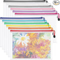 12pcs Mesh Zipper Pouch Bags, Waterproof A4 Letter Size Puzzle Bag for Organizing, Storage, Board Games and Office Supplies, 12 Colors