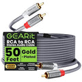 GEARit RCA Cable (50FT) 2RCA Male to 2RCA Male Stereo Audio Cables Shielded Braided RCA Stereo Cable for Home Theater, HDTV, Amplifiers, Hi-Fi Systems, Car Audio, Speakers, 50 Feet
