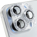 Choiche Compatible for iPhone 16 Pro/iPhone 16 Pro Max Camera Lens Protector, Bling Camera Cover with 9H Tempered Glass Lens Screen Protector Metal Ring Decoration Accessories (Glitter-Silver)