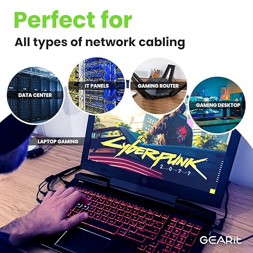 GEARit Cat 6 Ethernet Cable Pack - 10-Pack 6 ft Cat6 Ethernet Patch Cables | RJ45 Network Patch Cable, 10 Gbps Snagless Gold-Plated Connectors - Ethernet Cable Cat 6 for PC, TV, Router - Black