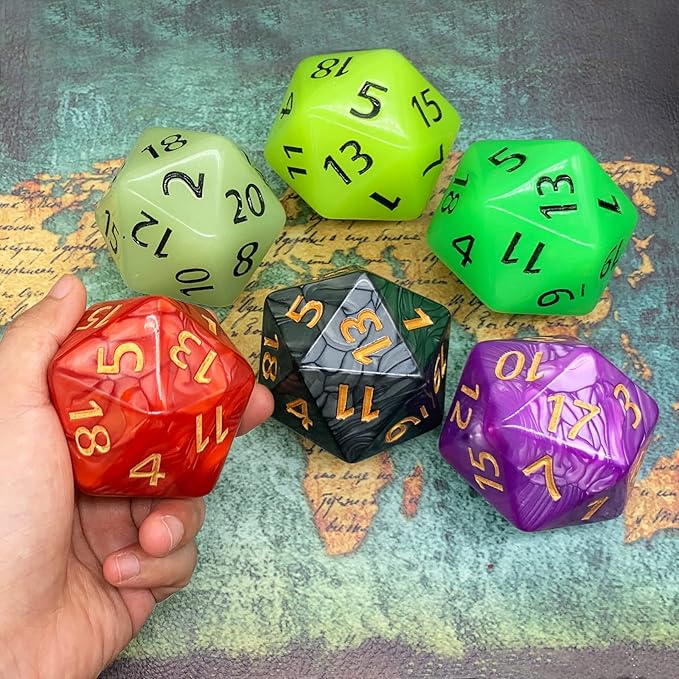 20 Sided DND Dice,D20 Giant Polyhedral Dice,55mm Titan Large Pearl Color D20 Dice,20 Sided Cube D&D Dice Set for Dungeons and Dragons, RPG, MTG Table Games(Purple-Pearl Series)