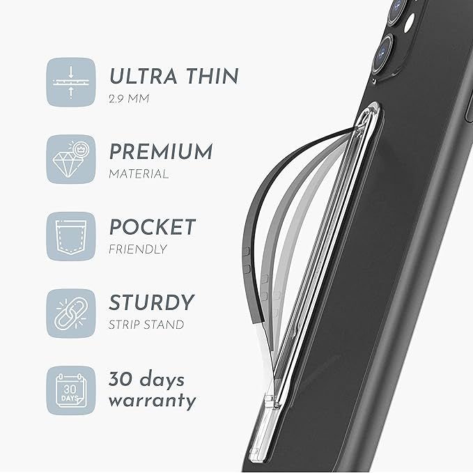 SleekGrip Premium, Swappable Phone Stand & Phone Grip - Ultra Thin Convertible Grip Holder Fits Most iPhone and Android Cases, Phone Strap Compatible with Wireless Chargers and Car Mounts