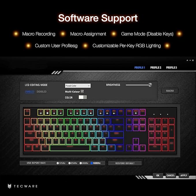 TECWARE Phantom+ Elite 87 Key RGB Mechanical Gaming Keyboard, LED Backlit, Universal Hot-Swap, Wired and Wireless, 3 Mode Connectivity, Thocky Sounding, White Elite Wraith Pink