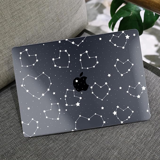 MEEgoodo Case for MacBook Air M4/M3/M2 13.6 inch 2025 2024 2022, Fit Model A3240 A3113 A2681, Compatible with MacBook Air 13 inch, Laptop Hard Shell Case with Keyboard Cover, Constellations & Hearts
