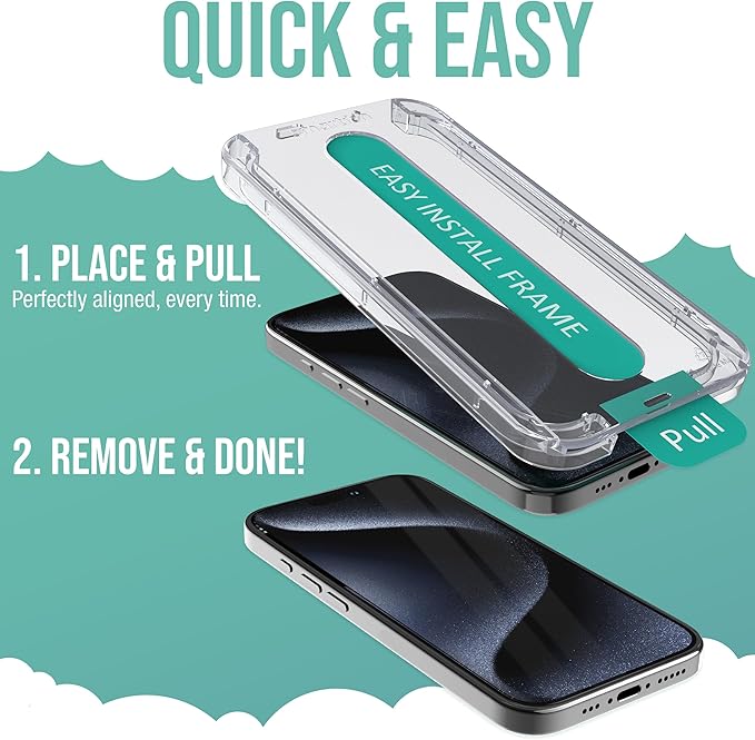 Smartish® iPhone 16 Pro Screen Protector - 2-Pack Tempered Glass Screen Protectors - Tuff Sheet - 9H Easy Install Frame [Scratch Resistant] Case-Friendly- Dynamic Island for Apple iPhone 16 Pro