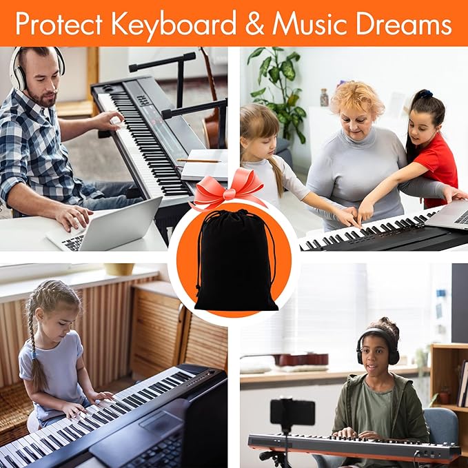 61 Keys Piano Keyboard Dust Cover, Music Stretchy Electronic DirtProof Keyboard Cover With Durable Elastic & Cord Lock Must Have Piano Accessories, Black