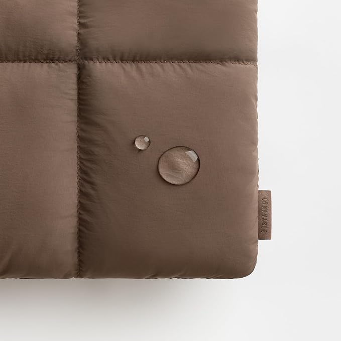Comfyable Puffy Laptop Sleeve 15 Inch 16 Inch, Quilted Puffer Laptop Carrying Case, Pillow Pouch Compatible for MacBook Air 15 in M4 2025 & MacBook Pro 16 in M4 2024, Mocha Brown