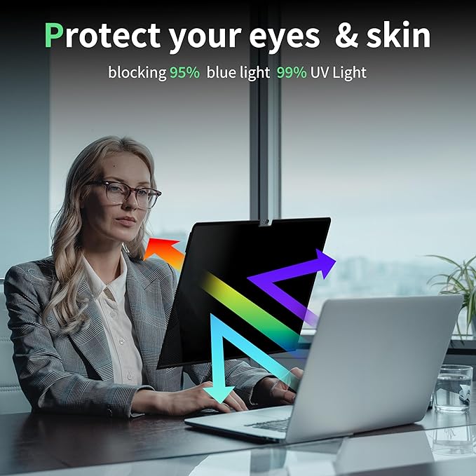 Privacy Screen for MacBook Pro 14 Inch M1/M2/M3/M4(2021-2024)-A2918 A2992 A2442 A2779,Anti Blue Light Glare Filter Removable Computer Protector, Monitor Shield Laptop Film With Camera Cover