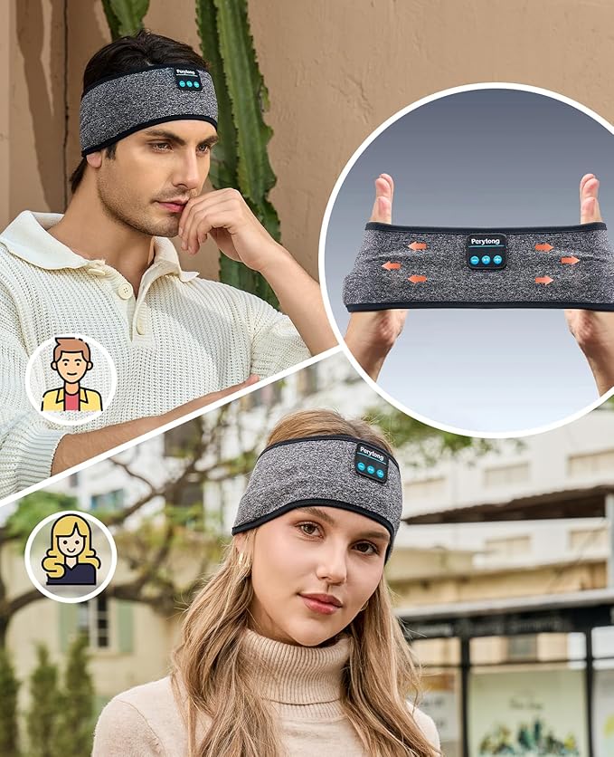 Perytong Bluetooth Sleep Headphones Headband with HD Speakers - Noise Cancelling, for Side Sleepers, Workout, Jogging, Yoga