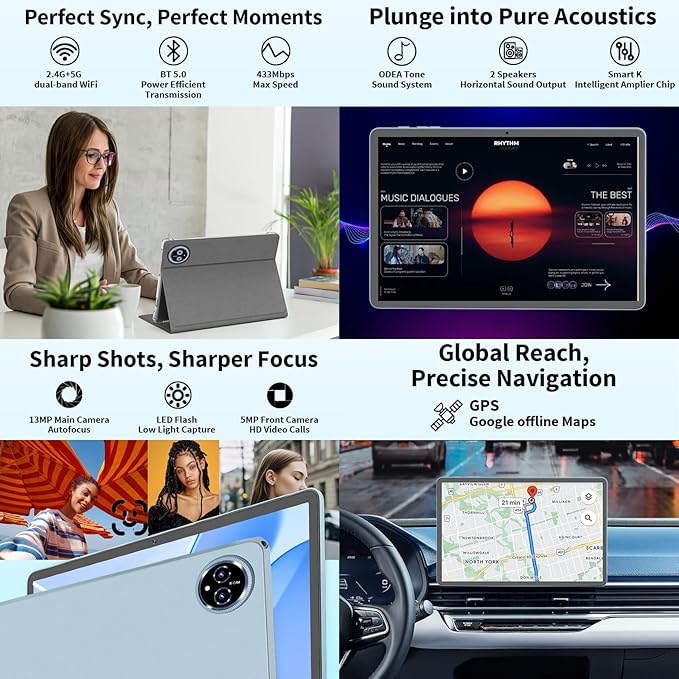 Android 15 Tablet, 11 inch Tablet with Keyboard, 24GB+128GB, 1TB Expand, Octa-Core, 2.4G/5G WiFi, 8000mAh, BT V5.0, GMS Certified, IPS Touch Screen, GPS, 2 in 1 with Case, Mouse, Stylus(Black)