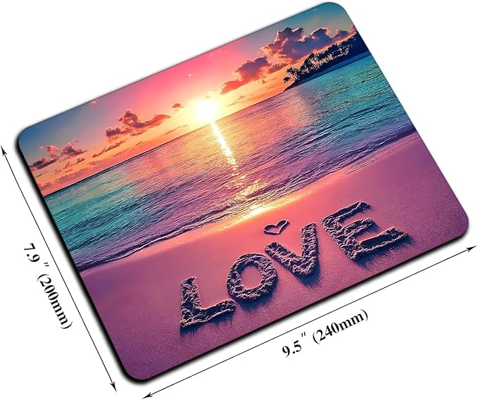Mouse Pad, Cute Sunset Beach Mouse Pads for Desk, 9.5" x 7.9" Non-Slip Rubber Base Computer Mousepad with Women, Portable Square Design for Wireless Mouse and Pad Laptop Office & Travel
