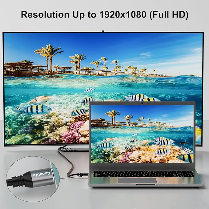 HDMI to VGA Cable 4 FT, Uni-Directional HDMI (Source) to VGA (Display) Cable, Black Male to Male Cord, Gold-Plated Connectors, Aluminum Shells, for PC, Desktop, Laptop, Monitor, Projector, HDTV, Xbox