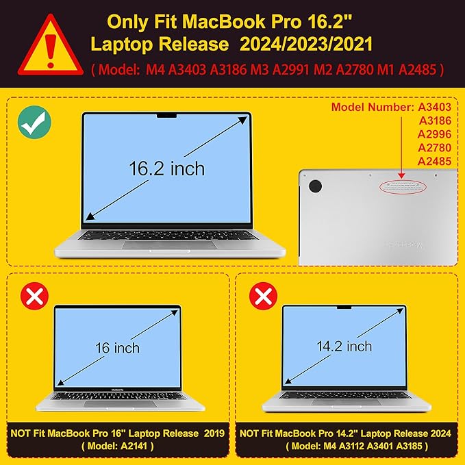 for MacBook Pro 16 inch Case 2021 2022 2023 2024 Release A3186 A3403 M4 A2991 M3 A2780 M2 A2485 M1 Pro/Max, Hard Shell Case with Screen Protector & Keyboard Cover, Butterfly