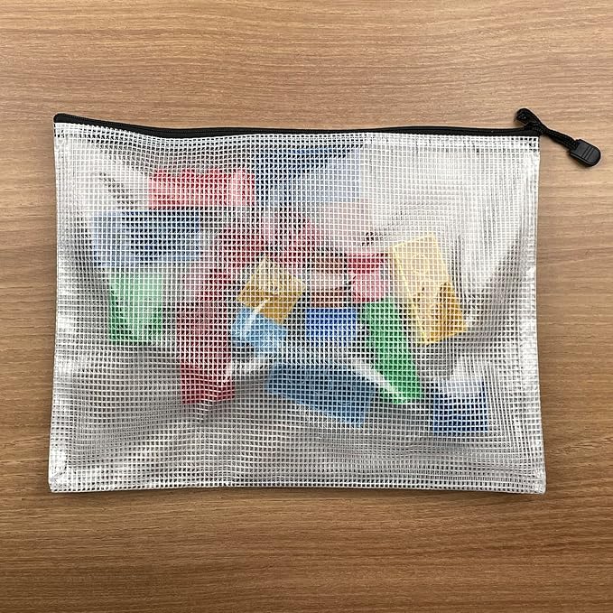 Oaimyy-5 x 7-20 Pcs-Plastic Mesh Zipper Pouch Document Folders Bag Zip File Bags for Office Supplies,Home,Travel Storages,Puzzle Board Games Storage- (Black)