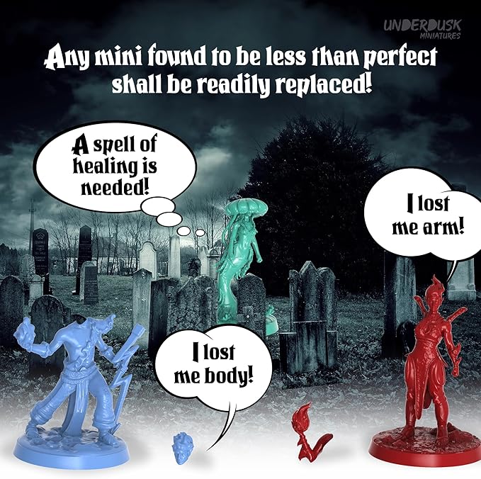Underdusk: Elemental Encounters - 35 Unpainted Tabletop Miniatures for D&D, Pathfinder & RPGs | Includes Fire, Ice, Water, Air, and Earth Elements with Stat Blocks
